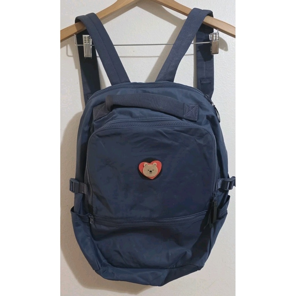 EUC LULULEMON Crew Full Size Backpack Navy Blue Purse Bag‎ Bear